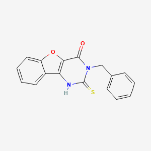 molecular formula C17H12N2O2S B2683897 3-benzyl-2-thioxo-2,3-dihydro[1]benzofuro[3,2-d]pyrimidin-4(1H)-one CAS No. 892300-06-0