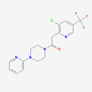 molecular formula C17H16ClF3N4O B2683902 2-[3-Chloro-5-(trifluoromethyl)-2-pyridinyl]-1-[4-(2-pyridinyl)piperazino]-1-ethanone CAS No. 477858-95-0