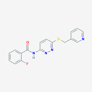 2-fluoro-N-(6-((pyridin-3-ylmethyl)thio)pyridazin-3-yl)benzamide