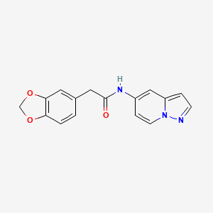 molecular formula C16H13N3O3 B2683911 2-(苯并[d][1,3]二氧杂环己-5-基)-N-(吡唑并[1,5-a]吡啶-5-基)乙酰胺 CAS No. 2034338-83-3