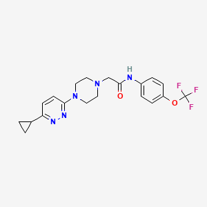 molecular formula C20H22F3N5O2 B2683917 2-(4-(6-环丙基吡啶-3-基)哌嗪-1-基)-N-(4-(三氟甲氧基)苯基)乙酰胺 CAS No. 2034315-25-6