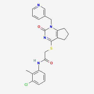 molecular formula C22H21ClN4O2S B2683939 N-(3-chloro-2-methylphenyl)-2-((2-oxo-1-(pyridin-3-ylmethyl)-2,5,6,7-tetrahydro-1H-cyclopenta[d]pyrimidin-4-yl)thio)acetamide CAS No. 946373-54-2