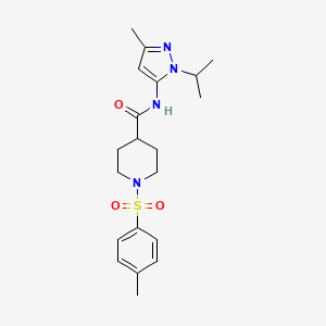 molecular formula C20H28N4O3S B2683950 N-(1-isopropyl-3-methyl-1H-pyrazol-5-yl)-1-tosylpiperidine-4-carboxamide CAS No. 1170530-66-1