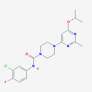 molecular formula C19H23ClFN5O2 B2683954 N-(3-chloro-4-fluorophenyl)-4-(6-isopropoxy-2-methylpyrimidin-4-yl)piperazine-1-carboxamide CAS No. 946231-93-2