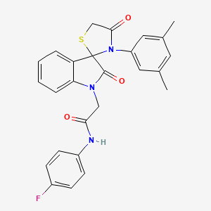2-(3'-(3,5-dimethylphenyl)-2,4'-dioxospiro[indoline-3,2'-thiazolidin]-1-yl)-N-(4-fluorophenyl)acetamide