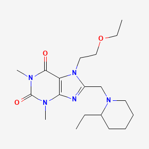 molecular formula C19H31N5O3 B2683965 7-(2-Ethoxyethyl)-8-[(2-ethylpiperidin-1-yl)methyl]-1,3-dimethylpurine-2,6-dione CAS No. 851941-26-9