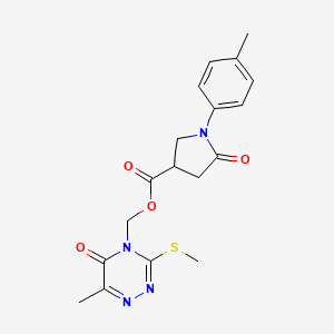 molecular formula C18H20N4O4S B2683977 (6-methyl-3-(methylthio)-5-oxo-1,2,4-triazin-4(5H)-yl)methyl 5-oxo-1-(p-tolyl)pyrrolidine-3-carboxylate CAS No. 877648-94-7