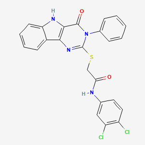 molecular formula C24H16Cl2N4O2S B2683981 N-(3,4-dichlorophenyl)-2-[(4-oxo-3-phenyl-5H-pyrimido[5,4-b]indol-2-yl)sulfanyl]acetamide CAS No. 536704-28-6