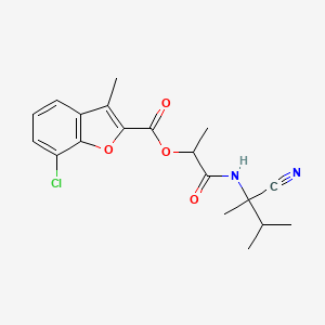 molecular formula C19H21ClN2O4 B2683989 1-[(1-Cyano-1,2-dimethylpropyl)carbamoyl]ethyl 7-chloro-3-methyl-1-benzofuran-2-carboxylate CAS No. 1209172-26-8