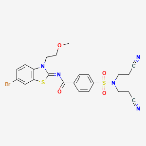 molecular formula C23H22BrN5O4S2 B2683990 (Z)-4-(N,N-bis(2-cyanoethyl)sulfamoyl)-N-(6-bromo-3-(2-methoxyethyl)benzo[d]thiazol-2(3H)-ylidene)benzamide CAS No. 864976-01-2