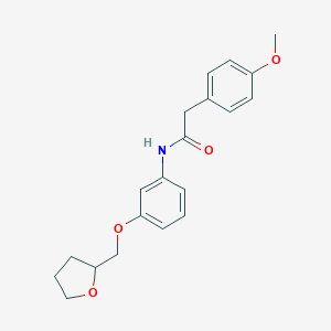 molecular formula C20H23NO4 B268400 2-(4-methoxyphenyl)-N-[3-(tetrahydro-2-furanylmethoxy)phenyl]acetamide 