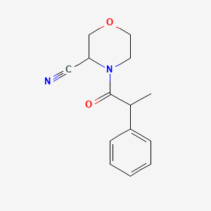 molecular formula C14H16N2O2 B2684008 4-(2-Phenylpropanoyl)morpholine-3-carbonitrile CAS No. 1825526-59-7