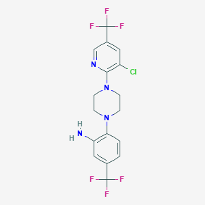 molecular formula C17H15ClF6N4 B2684013 2-{4-[3-Chloro-5-(trifluoromethyl)-2-pyridinyl]piperazino}-5-(trifluoromethyl)aniline CAS No. 338773-00-5