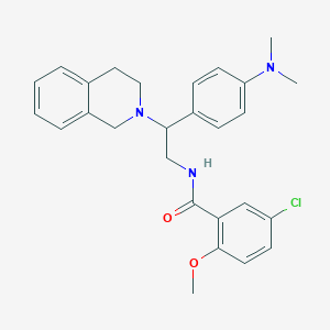 molecular formula C27H30ClN3O2 B2684017 5-chloro-N-(2-(3,4-dihydroisoquinolin-2(1H)-yl)-2-(4-(dimethylamino)phenyl)ethyl)-2-methoxybenzamide CAS No. 1005305-50-9