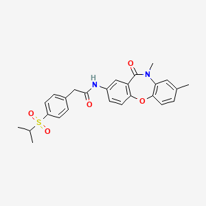 molecular formula C26H26N2O5S B2684040 N-(8,10-dimethyl-11-oxo-10,11-dihydrodibenzo[b,f][1,4]oxazepin-2-yl)-2-(4-(isopropylsulfonyl)phenyl)acetamide CAS No. 1208525-11-4