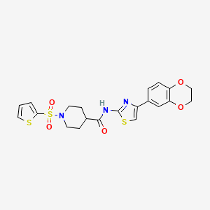 N-(4-(2,3-dihydrobenzo[b][1,4]dioxin-6-yl)thiazol-2-yl)-1-(thiophen-2-ylsulfonyl)piperidine-4-carboxamide