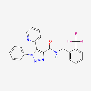 molecular formula C22H16F3N5O B2684053 1-phenyl-5-pyridin-2-yl-N-[2-(trifluoromethyl)benzyl]-1H-1,2,3-triazole-4-carboxamide CAS No. 1396862-45-5