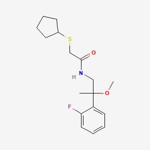 2-(cyclopentylthio)-N-(2-(2-fluorophenyl)-2-methoxypropyl)acetamide