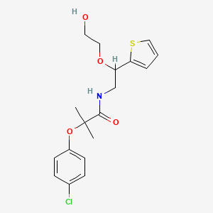 molecular formula C18H22ClNO4S B2684077 2-(4-chlorophenoxy)-N-(2-(2-hydroxyethoxy)-2-(thiophen-2-yl)ethyl)-2-methylpropanamide CAS No. 2034364-53-7