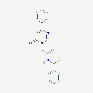 molecular formula C20H19N3O2 B2684078 2-(6-oxo-4-phenylpyrimidin-1(6H)-yl)-N-(1-phenylethyl)acetamide CAS No. 1058423-06-5