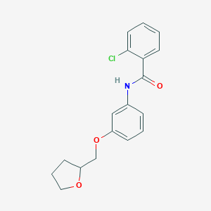 molecular formula C18H18ClNO3 B268408 2-chloro-N-[3-(tetrahydro-2-furanylmethoxy)phenyl]benzamide 