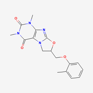 molecular formula C17H18N4O4 B2684081 1,3-Dimethyl-7-o-tolyloxymethyl-6,7-dihydro-1H-oxazolo[2,3-f]purine-2,4-dione CAS No. 752260-45-0