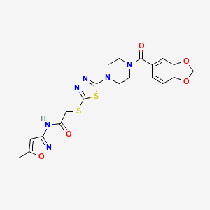 2-((5-(4-(benzo[d][1,3]dioxole-5-carbonyl)piperazin-1-yl)-1,3,4-thiadiazol-2-yl)thio)-N-(5-methylisoxazol-3-yl)acetamide