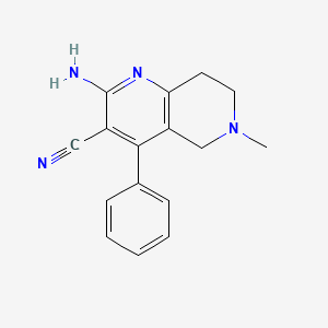 molecular formula C16H16N4 B2684096 2-Amino-6-methyl-4-phenyl-5,6,7,8-tetrahydro-1,6-naphthyridine-3-carbonitrile CAS No. 310457-30-8