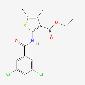 molecular formula C16H15Cl2NO3S B2684103 Ethyl 2-(3,5-dichlorobenzamido)-4,5-dimethylthiophene-3-carboxylate CAS No. 391867-07-5