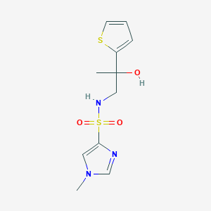 molecular formula C11H15N3O3S2 B2684110 N-(2-hydroxy-2-(thiophen-2-yl)propyl)-1-methyl-1H-imidazole-4-sulfonamide CAS No. 1448124-15-9