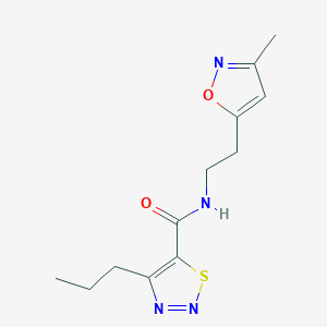 molecular formula C12H16N4O2S B2684114 N-(2-(3-methylisoxazol-5-yl)ethyl)-4-propyl-1,2,3-thiadiazole-5-carboxamide CAS No. 1421526-69-3