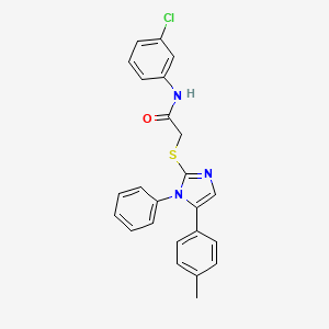 molecular formula C24H20ClN3OS B2684129 N-(3-chlorophenyl)-2-((1-phenyl-5-(p-tolyl)-1H-imidazol-2-yl)thio)acetamide CAS No. 1206993-43-2