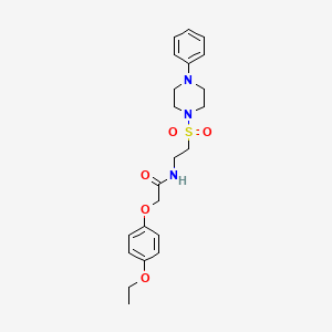 molecular formula C22H29N3O5S B2684135 2-(4-ethoxyphenoxy)-N-(2-((4-phenylpiperazin-1-yl)sulfonyl)ethyl)acetamide CAS No. 897621-51-1