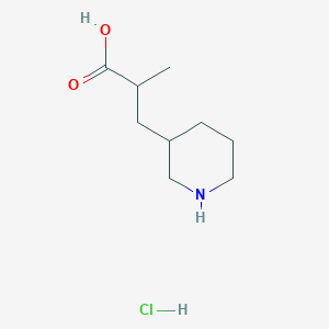 molecular formula C9H18ClNO2 B2684136 2-甲基-3-(哌啶-3-基)丙酸盐酸盐 CAS No. 1909336-02-2