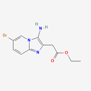 molecular formula C11H12BrN3O2 B2684139 乙酸-2-{3-氨基-6-溴咪唑并[1,2-a]吡啶-2-基}乙酸酯 CAS No. 1216303-02-4