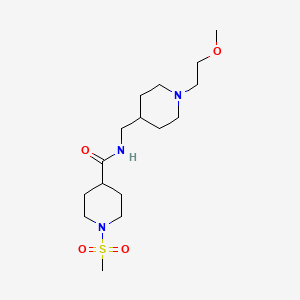 molecular formula C16H31N3O4S B2684145 N-((1-(2-甲氧基乙基)哌啶-4-基)甲基)-1-(甲磺酰基)哌啶-4-羧酰胺 CAS No. 1209631-61-7