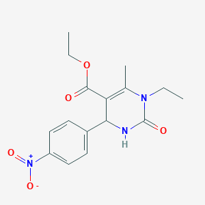 molecular formula C16H19N3O5 B2684151 Ethyl 3-ethyl-4-methyl-6-(4-nitrophenyl)-2-oxo-1,6-dihydropyrimidine-5-carboxylate CAS No. 367908-05-2