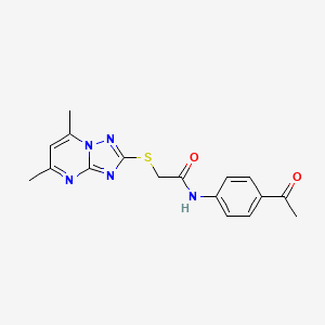 molecular formula C17H17N5O2S B2684165 Acetamide, N-(4-acetylphenyl)-2-(5,7-dimethyl-[1,2,4]triazolo[1,5-a]pyrimidin-2-ylsulfanyl)- CAS No. 633283-80-4