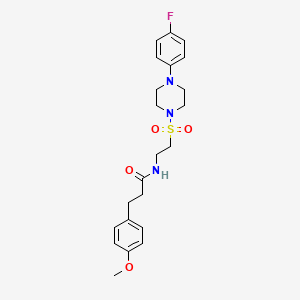 molecular formula C22H28FN3O4S B2684172 N-(2-((4-(4-fluorophenyl)piperazin-1-yl)sulfonyl)ethyl)-3-(4-methoxyphenyl)propanamide CAS No. 897619-00-0