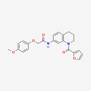 molecular formula C23H22N2O5 B2684177 N-[1-(2-furoyl)-1,2,3,4-tetrahydroquinolin-7-yl]-2-(4-methoxyphenoxy)acetamide CAS No. 1005300-98-0