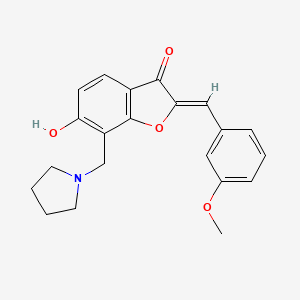 molecular formula C21H21NO4 B2684179 (Z)-6-hydroxy-2-(3-methoxybenzylidene)-7-(pyrrolidin-1-ylmethyl)benzofuran-3(2H)-one CAS No. 929433-23-8