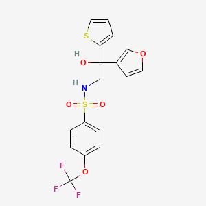 molecular formula C17H14F3NO5S2 B2684202 N-(2-(呋喃-3-基)-2-羟基-2-(噻吩-2-基)乙基)-4-(三氟甲氧基)苯磺酰胺 CAS No. 2034239-87-5