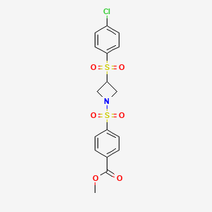 molecular formula C17H16ClNO6S2 B2684209 Methyl 4-((3-((4-chlorophenyl)sulfonyl)azetidin-1-yl)sulfonyl)benzoate CAS No. 1797317-73-7