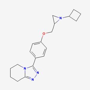 molecular formula C19H24N4O B2684212 3-[4-[(1-Cyclobutylaziridin-2-yl)methoxy]phenyl]-5,6,7,8-tetrahydro-[1,2,4]triazolo[4,3-a]pyridine CAS No. 2411264-68-9