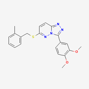 molecular formula C21H20N4O2S B2684213 3-(3,4-Dimethoxyphenyl)-6-((2-methylbenzyl)thio)-[1,2,4]triazolo[4,3-b]pyridazine CAS No. 852437-88-8