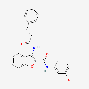 molecular formula C25H22N2O4 B2684215 N-(3-methoxyphenyl)-3-(3-phenylpropanamido)benzofuran-2-carboxamide CAS No. 887895-61-6