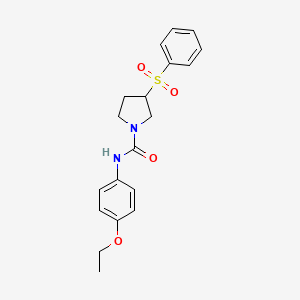 molecular formula C19H22N2O4S B2684219 3-(BENZENESULFONYL)-N-(4-ETHOXYPHENYL)PYRROLIDINE-1-CARBOXAMIDE CAS No. 1448060-58-9