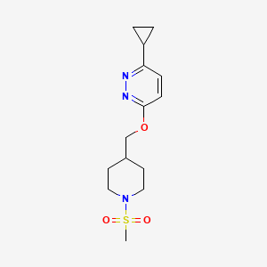 molecular formula C14H21N3O3S B2684237 3-Cyclopropyl-6-[(1-methanesulfonylpiperidin-4-yl)methoxy]pyridazine CAS No. 2319855-48-4