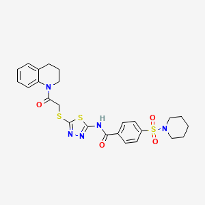 N-(5-((2-(3,4-dihydroquinolin-1(2H)-yl)-2-oxoethyl)thio)-1,3,4-thiadiazol-2-yl)-4-(piperidin-1-ylsulfonyl)benzamide