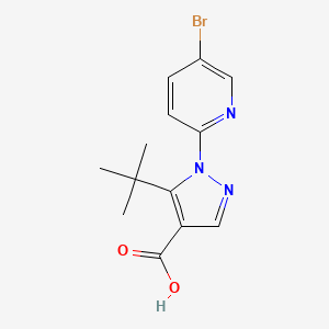 molecular formula C13H14BrN3O2 B2684242 1-(5-溴吡啶-2-基)-5-叔丁基吡唑-4-甲酸 CAS No. 1820683-92-8